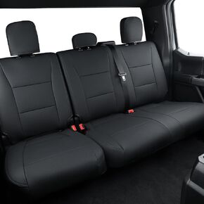 Covertopia F150 Faux Leather Seat Covers, Custom fit 2015-2024 Ford F150 SuperCrew, and 2017-2024 F250 F350 F450 Super Duty Crew Regular Extend Cab(Front Pair, Black 2pcs)