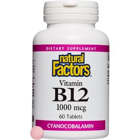 Natural Factors, Vitamin B12 Cyanocobalamin 1000 mcg, Supports Energy and Red Blood Cell Production, 60 tablets (60 servings)