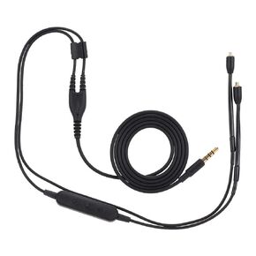 كابل سماعة رأس بديل MMCX، كابل تمديد سماعة الرأس TPE مع قابس 3.5 مم لـ Shure se215 se425 se535 se846 ue900 (أسود مع ميكروفون)
