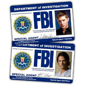 Pack of Supernatural Sam & Dean's FBI License/Fake ID License/Double Sided/Great Complement for Costumes/Professional Quality: Funny Car Accesories/Funny Things