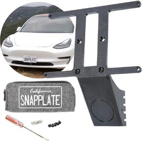حامل لوحة الترخيص الأمامي SnapPlate® لسيارة Tesla Model X - تصميم منفصل محسّن للسلامة، مضاد للسرقة، قابل للإزالة، قابل لضبط الارتفاع، مصنوع في الولايات المتحدة الأمريكية وحاصل على براءة اختراع in Kuwait