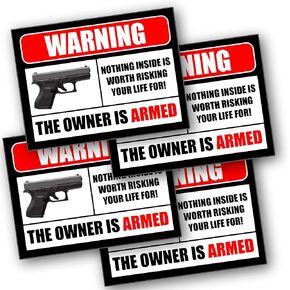 2nd Amendment Handgun Pistol Gun Owners Warning Security Sticker Decal 10002