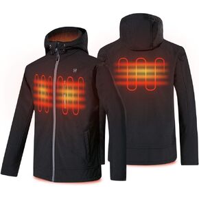 PROSmart Men's Heated Jacket Waterproof Heating Jacket with Hood and 12Volt Battery Pack (Black)
