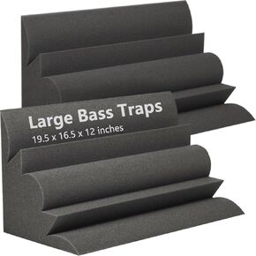 2 Pack Large Bass Traps, 19.5" x 16.5" x 12" Super Chunk Bass Trap Soundproof for Home studio and Recording Insulation, Low to High Frequency Sound Absorbing Foam