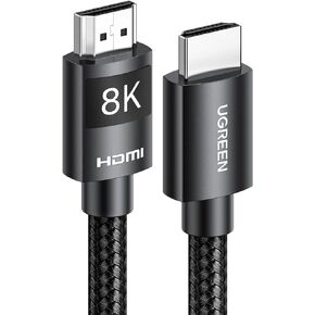 UGREEN HDMI 2.1 Cable 8K 6.6FT Ultra High Speed HDMI Cord Braided 48Gbps 4K@240Hz 10K 8K@60Hz Support Dynamic HDR eARC Dolby Atmos HDCP Compatible with PS5 PS4 Xbox Roku TV HDTV Blu-ray Projector