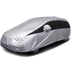 Titan Lightweight Poly 210T Car Cover for Hatchbacks 165-181". Waterproof, UV Protection, Scratch Resistant, Driver-Side Zippered Opening. Fits Prius, Focus, Civic and More.