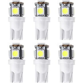 cciyu License Plate Light, T10 W5W Wedge 168 194 LED Bulb for Interior Dome Map lights Courtesy Light 6000K Xenon W hite,6Pack