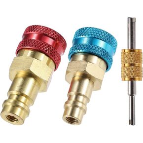 X AUTOHAUX 1 Set Car Air Conditioning Charging Quick Coupler Adapter R1234YF High/Low Pressure Side Quick Fitting Connector Hose Adapter