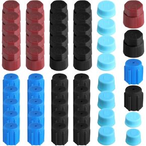 48 Pcs R134a/R12 Valve Caps 13mm 16mm 17mm 17.5mm Charging Port Caps Air Conditioning Service AC System Charging Port Caps