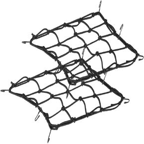 Motorcycle Cargo Bungee Net 15.7" x 15.7" Stretches to 31.4" x 31.4" 2 Pack with 12 Adjustable Hooks, Small Cargo Net for Motorcycle, Bike, ATV, UTV,Helmet