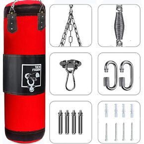 Heavy Punching Bag UNFILLED Set for Adults Kids, Kick Boxing Set with Ceiling Hook Steel Chain, Hanging Heavy Bag for Adults Men Women Muay Thai, MMA, Taekwondo Home Gym Training