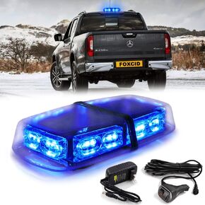 New Version 12" LED Wireless Emergency Roof Top Strobe Mini Light Bar with Magnetic Mount, for Plow or Tow Truck Construction Vehicle (Red Blue)