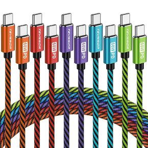 USB C to USB C Cable, USB C Charger Cable 10FT 5-Pack 60W, USBC to USBC Fast Charging Cable for Phone 15/15 Pro/15 Pro Max, Type C Charger Cable for Samsung S23/S23+, MacBook, Pad Pro/Air