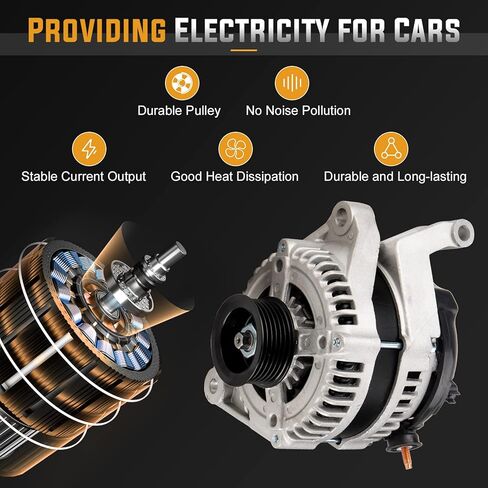 Alternator 4.7L 3.7L Replacement Compatible with 2001-2006 Dodge Durango, 2005-2006 Jeep Grand Cherokee, 2006 Commander, 2003-2006 Liberty Replace VND0281, 400-52118R, 4801252AA in Saudi Arabia