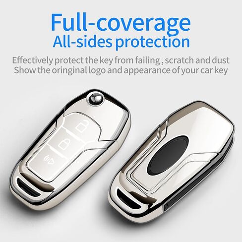 Tukellen لغطاء مفتاح Ford Key Fob الناعم من مادة TPU للحماية الكاملة غطاء مفتاح متوافق مع Ford F150 F250 F350 F450 F550 Explorer Ranger Escape Key Shell (أحمر) in Kuwait