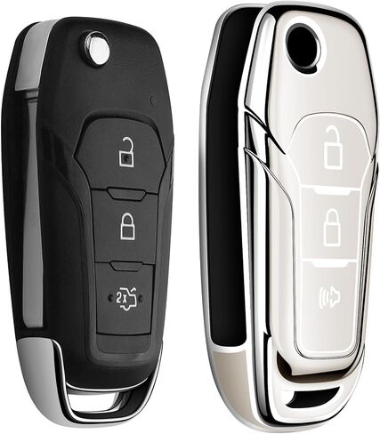 Tukellen لغطاء مفتاح Ford Key Fob الناعم من مادة TPU للحماية الكاملة غطاء مفتاح متوافق مع Ford F150 F250 F350 F450 F550 Explorer Ranger Escape Key Shell (أحمر) in Kuwait