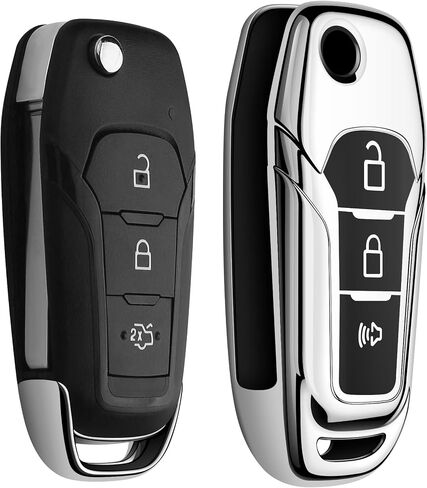 Tukellen لغطاء مفتاح Ford Key Fob الناعم من مادة TPU للحماية الكاملة غطاء مفتاح متوافق مع Ford F150 F250 F350 F450 F550 Explorer Ranger Escape Key Shell (أحمر) in Kuwait