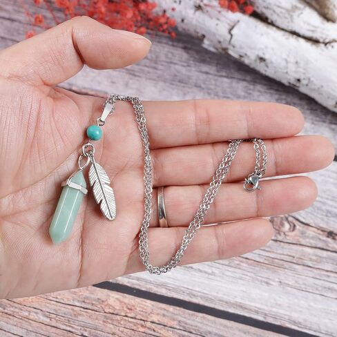 Hexagonal Pendant Necklace with Leaf Decor Adjustable Chain Reiki Energy Healing Crystals Stone Gemstone Point Natural Spiritual Quartz Jewelry for Women Men in Saudi Arabia
