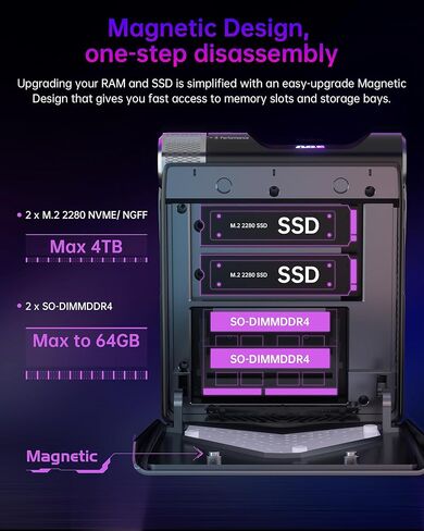 ACEMAGICIAN Mini PC Gaming، AMD Ryzen 7 5700U 32GB DDR4 512GB M.2 SSD 11 Pro Zen 3 Ryzen Mini PC RGB Lights AMR5 Mini Computer 4K UHD، Type-C، WiFi6/BT5.2، تشغيل تلقائي in Kuwait