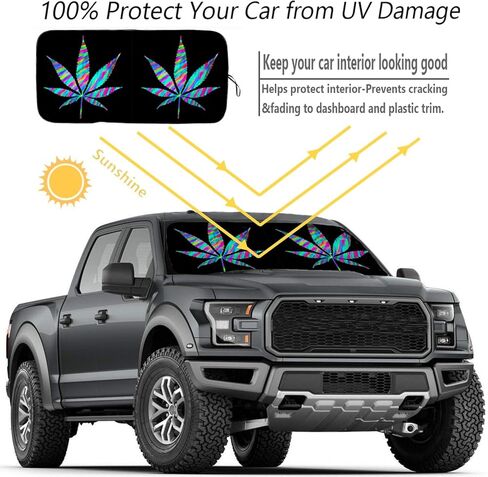 [2024 Upgrade] TDCQQGQQ American Flag Car Windshield Sun Shades, Car Sun Shade for Front Window for Car SUV Truck, Protect The Vehicle from High Temperature Damage and Uv Reflection,63 L x 33.5" W in Kuwait