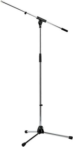 K&M Konig & Meyer 21060.500.87 Tripod Microphone Stand With Boom Arm | Clutch Height Adjustment | Soft-Touch Lock | Folding Leg Design | Zinc Die-Cast Base | German Made | Gray Powder Coated in Saudi Arabia