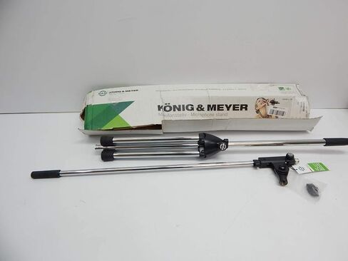 K&M Konig & Meyer 21060.500.87 Tripod Microphone Stand With Boom Arm | Clutch Height Adjustment | Soft-Touch Lock | Folding Leg Design | Zinc Die-Cast Base | German Made | Gray Powder Coated in Saudi Arabia