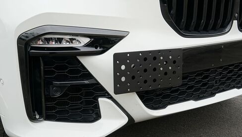 Front Bumper Tow Hook License Plate Mount Bracket for BMW X7 M and M Package 2023-2024, Plate Holder Set w Unique Screw Bolts & Black Screw Caps, License Tag Mounting Kit, Car Accessories in Saudi Arabia