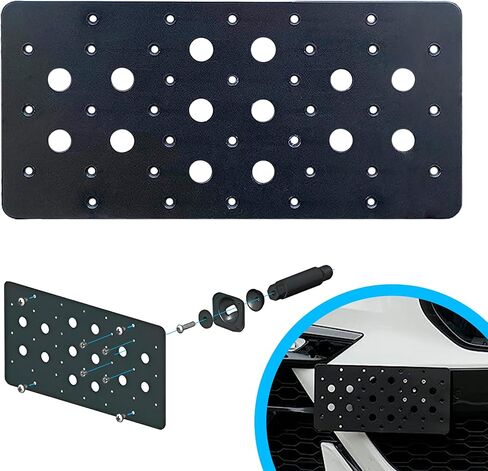 Front Bumper Tow Hook License Plate Mount Bracket for BMW X7 M and M Package 2023-2024, Plate Holder Set w Unique Screw Bolts & Black Screw Caps, License Tag Mounting Kit, Car Accessories in Saudi Arabia