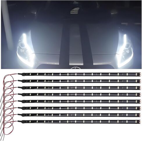 AUCELI 8PCS 30CM Car LED Strip Light, 12V Waterproof DRL Daytime Running Flexible Auto Neon Decorative Light for Indoor and Outdoor, Universal for Vehicle Motorcycle Boat Marine Golf Cart（Blue） in Saudi Arabia