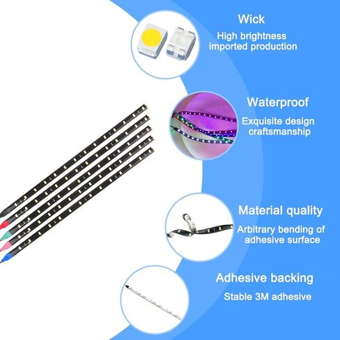 AUCELI 8PCS 30CM Car LED Strip Light, 12V Waterproof DRL Daytime Running Flexible Auto Neon Decorative Light for Indoor and Outdoor, Universal for Vehicle Motorcycle Boat Marine Golf Cart（Blue） in Saudi Arabia