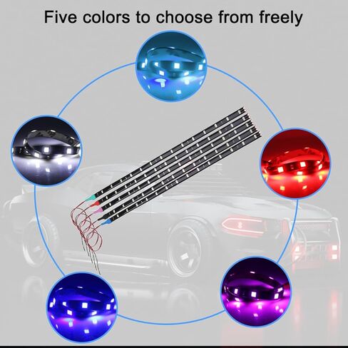 AUCELI 8PCS 30CM Car LED Strip Light, 12V Waterproof DRL Daytime Running Flexible Auto Neon Decorative Light for Indoor and Outdoor, Universal for Vehicle Motorcycle Boat Marine Golf Cart（Blue） in Saudi Arabia