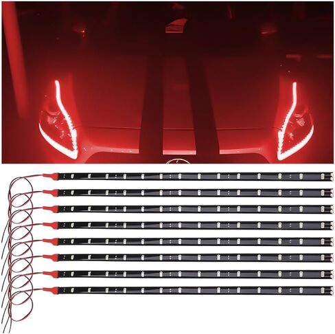 8 قطع 30 سم شريط إضاءة LED للسيارة، 12 فولت مقاوم للماء DRL أثناء النهار والجري المرن ضوء النيون للديكور الداخلي والخارجي، عالمي للمركبات والقوارب وعربة الجولف البحرية (أبيض) in Kuwait