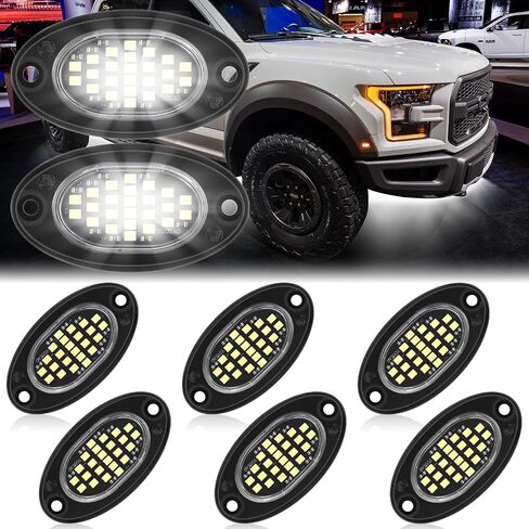 8 Pods 24 LED White Rock Lights Neon Underglow Kit for Trucks Waterproof LED Lights for Cars for Truck Motorcycle Boat ATV Utv Golf Cart and More Driving Travel Essentials in Saudi Arabia