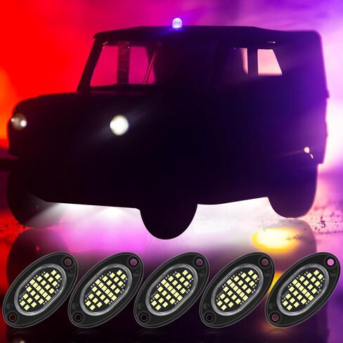 8 Pods 24 LED White Rock Lights Neon Underglow Kit for Trucks Waterproof LED Lights for Cars for Truck Motorcycle Boat ATV Utv Golf Cart and More Driving Travel Essentials in Saudi Arabia