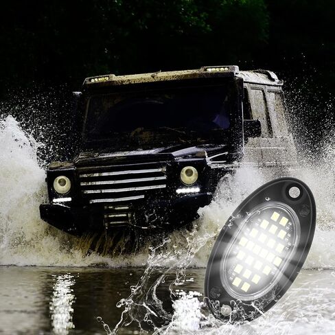 8 Pods 24 LED White Rock Lights Neon Underglow Kit for Trucks Waterproof LED Lights for Cars for Truck Motorcycle Boat ATV Utv Golf Cart and More Driving Travel Essentials in Saudi Arabia