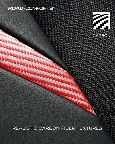 Car Seat Cover, Leather Carbon Fiber Full Set Car Seat Cover, Automotive Interior Cover, Universal Fit for Most Cars, SUVs and Trucks and Vans Airbag Compatible (Full Set Red) in Kuwait