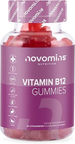 علكة فيتامين ب12 من نوفومين - مكمل لدعم الطاقة والتمثيل الغذائي عالي القوة - فيتامين ب12 1000 ميكروجرام - نباتي، غير معدّل وراثيًا - غني بفيتامين C، B1، B2، B6، البيوتين - مصنوع in Kuwait