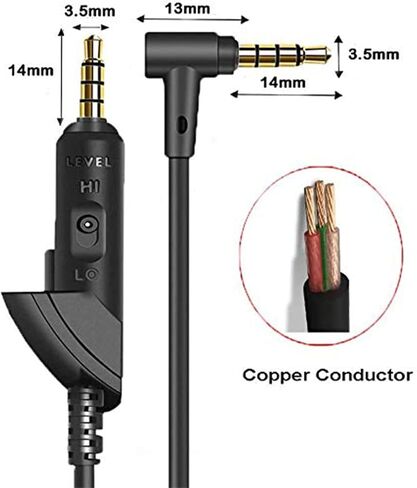 استبدال سلك كابل الصوت 3.5 ملم متوافق مع سماعات الرأس Bose QC15 QuietComfort 15 QC2، وسلك تمديد الصوت مع ميكروفون مدمج والتحكم في مستوى الصوت in Saudi Arabia
