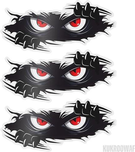 3PCS Peeking Monster Angry Eyes Car Decals,Funny Monster Stickers for Cars, Trucks, Dents & Sports Cars, Large Black Vinyl Bumper Stickers and Decals (10x4 inches) in Saudi Arabia