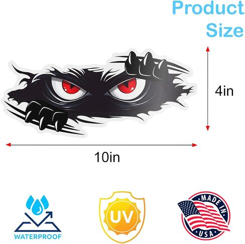 3PCS Peeking Monster Angry Eyes Car Decals,Funny Monster Stickers for Cars, Trucks, Dents & Sports Cars, Large Black Vinyl Bumper Stickers and Decals (10x4 inches) in Saudi Arabia