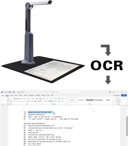 كاميرا المستندات والماسح الضوئي للمستندات تحويل إلى PDF/Word/Tiff/Excel، محمولة بدقة 5 ميجابكسل عالية الوضوح بحجم A4 متعدد اللغات OCR، متوافقة مع نظام التشغيل Windows in Saudi Arabia