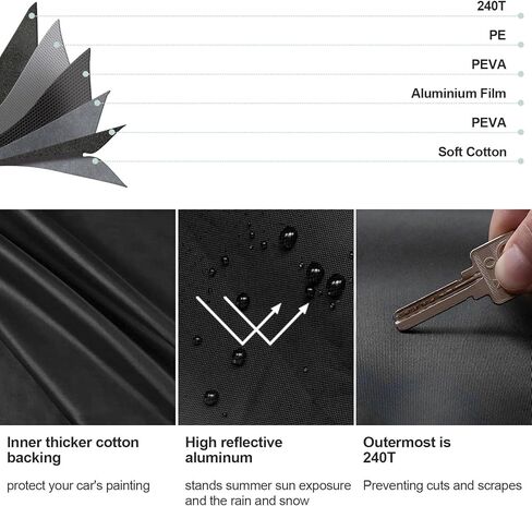 غطاء سيارة مقاوم للماء لسيارة شيفروليه كامارو 2010-2022 240T غطاء سيارة كامل خارجي لجميع الأحوال الجوية، 6 طبقات غطاء سيارة كامارو مناسب لجميع الأحوال الجوية مع باب بسحاب للحماية من الغبار والثلج والمطر in Kuwait