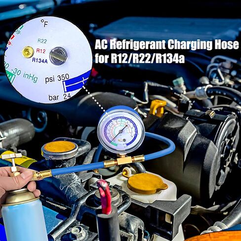 مجموعة خرطوم إعادة شحن غاز التبريد R134a - مجموعة خرطوم شحن الفريون A/C، مع صمام صنبور ثقب الرصاصة BPV-31، وصمام تعديل التيار المتردد، ومحول الغلق الذاتي R134a، لنظام تبريد مكيف الهواء بالمنزل/السيارة in Saudi Arabia