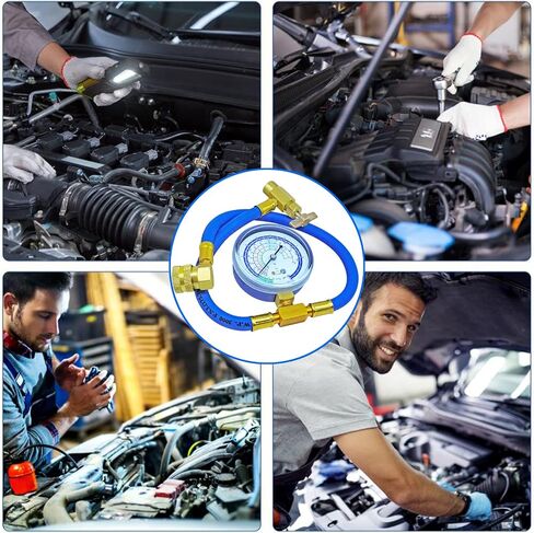 مجموعة خرطوم إعادة شحن غاز التبريد R134a - مجموعة خرطوم شحن الفريون A/C، مع صمام صنبور ثقب الرصاصة BPV-31، وصمام تعديل التيار المتردد، ومحول الغلق الذاتي R134a، لنظام تبريد مكيف الهواء بالمنزل/السيارة in Saudi Arabia