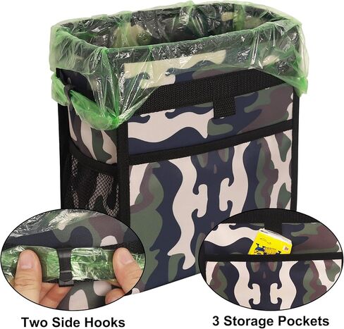 سلة مهملات السيارة من Femuar يمكن أن تكون مقاومة للتسرب مع جيوب تخزين معلقة مقاومة للماء سلة مهملات السيارة متعددة الأغراض SUV للسيارة باللون الأسود in Kuwait