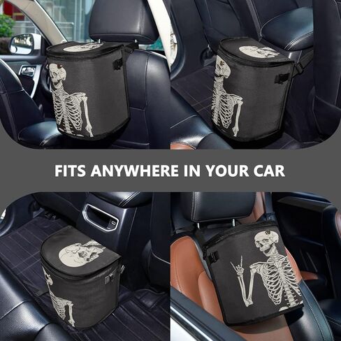 Halloween Skull Car Trash Can with Lid, 7.9 Gallon Capacity, Polyester Material, Foldable and Waterproof in Kuwait