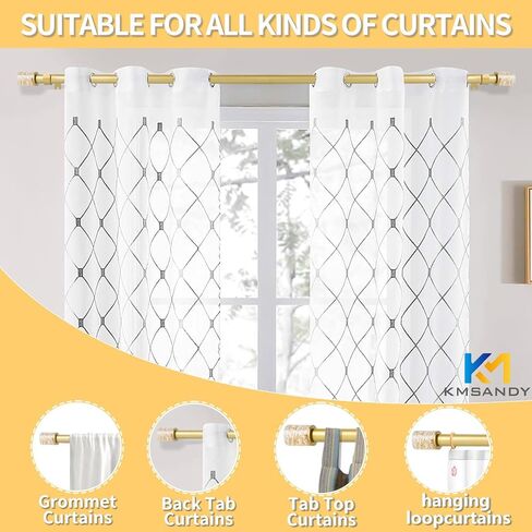 Gold Curtain Rods With Fashion Design Finials,1 Inch Diameter Heavy Duty Adjustable Modern Decorative Telescoping Window Drapery Rods in Saudi Arabia