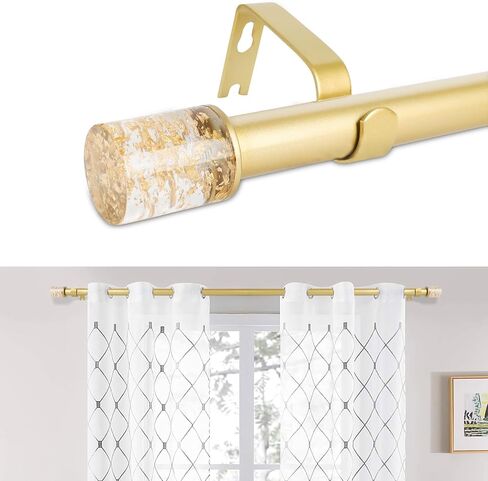 Gold Curtain Rods With Fashion Design Finials,1 Inch Diameter Heavy Duty Adjustable Modern Decorative Telescoping Window Drapery Rods in Saudi Arabia