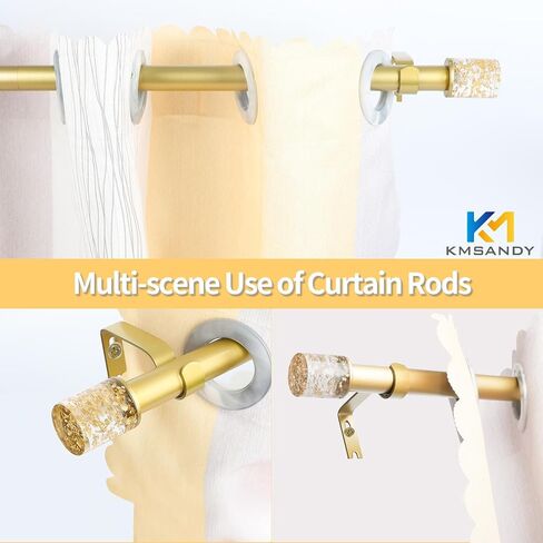 Gold Curtain Rods With Fashion Design Finials,1 Inch Diameter Heavy Duty Adjustable Modern Decorative Telescoping Window Drapery Rods in Saudi Arabia