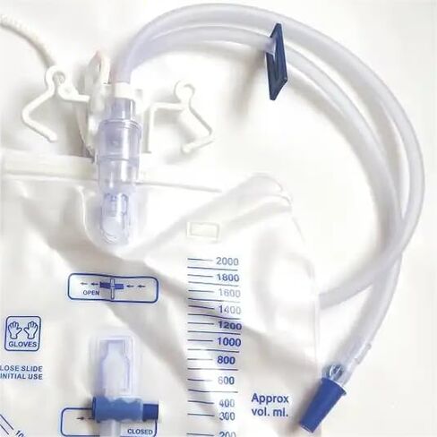 5 عبوات من أكياس تصريف البول مع حجرة مضادة للارتجاع، كيس بول للبالغين بحجم 2000 مل، حقيبة بولية احترافية للمساعدة الصحية في المنزل والمستشفيات in Kuwait